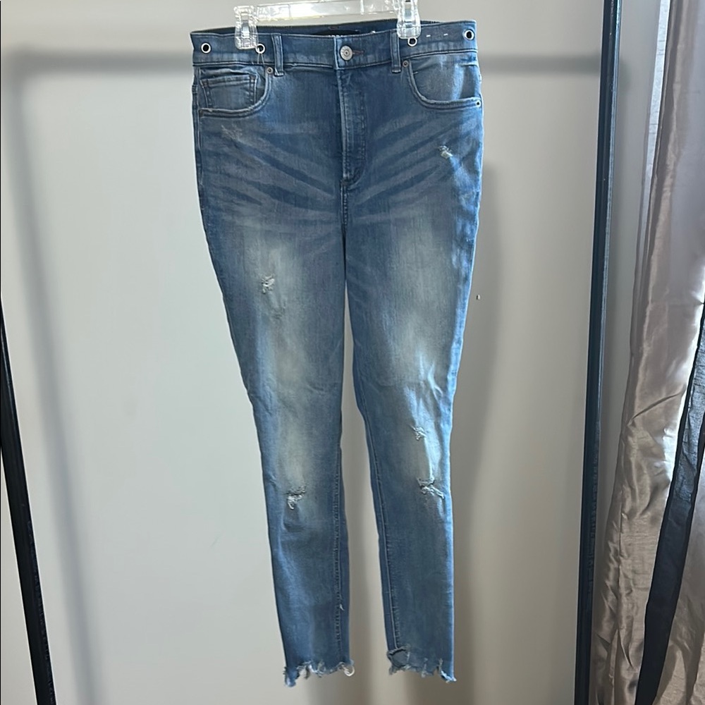 Express Distressed High Rise Legging Womens Denim Blue Jeans Size 10
